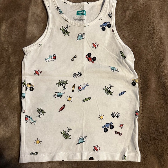 365 Kids White Tank Top with Beach Print - Picture 1 of 5